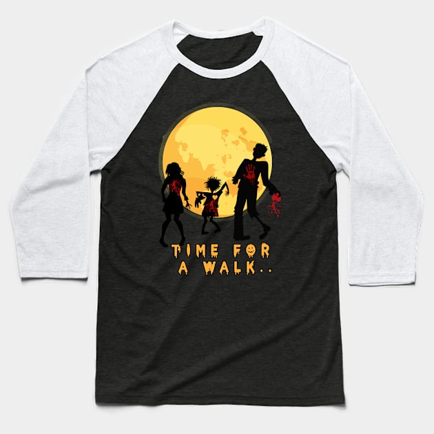 Zombie Walk T Shirt, Zombie Walk Shirt, Halloween T Shirt, Halloween Shirt, Time for a Walk T-Shirt Baseball T-Shirt by LetsBeginDesigns